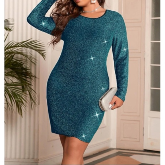 Luxe plus size teal blue pearls chains back party evening formal wedding dress - Picture 7 of 7